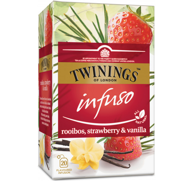 Ceai Twinings Infuzie Rooibos, Capsuni si Vanilie 20 Pliculete